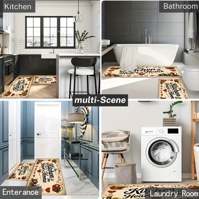 1Pcs Farmhouse  Print Waterproof Non-Slip Thick Cushioned Kitchen Mat Heavy Duty Comfort Standing Mat for Kitchen Bathroom