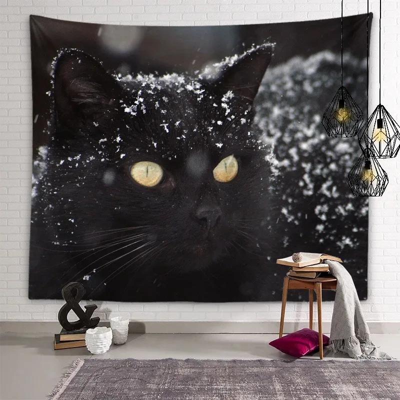 Украшение стены дома Гобелен Красивый кот Подвесной Ткань Офис Гостиная Гобелен 100x75cm — фото 13
