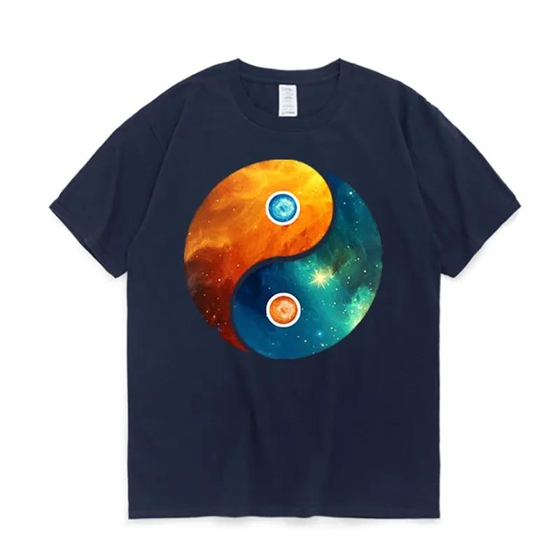 

Yin Yang Universe Galaxy Universe Outer Space Tshirt Taiji Gossip Tshirt Mens Novelty Tshirt Summer Cotton Printed Top 4XL