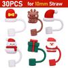 6-60pcs Christmas Silicone Straw Tips Drinking Dust Cap Splash Proof Plugs Cover Cup Accessories 8-10mm Straw Sealing Tools