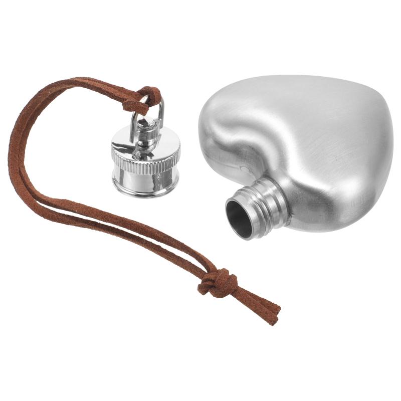 Silver Outdoor Hip Flasks Portable Wine Pot Small Hip Flask Heart Shaped Flask Stainless Steel Wine Flask Water Bottle