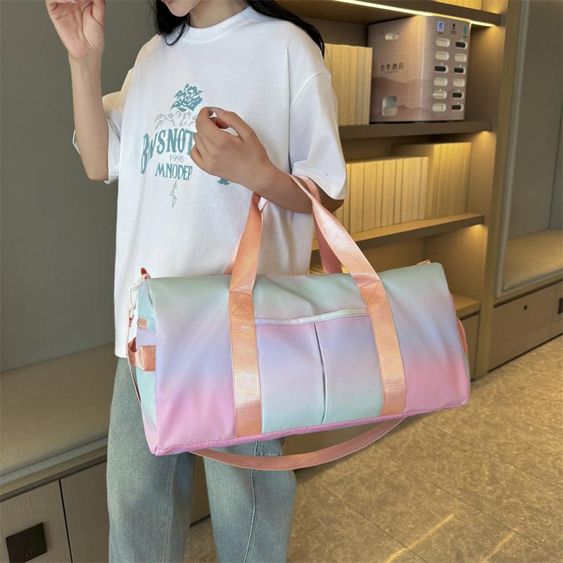 Large capacity gradient color travel bag - premium quality shoulder bag for gym, maternity, wet/dry separation, swimming, and vacation