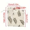 1pcs Leaf Printed Linen Bag Drawstring Gift Bag, Jewelry Packaging Bag Wedding Party Gift Bunch Bag, Birthday Party Gift Bag