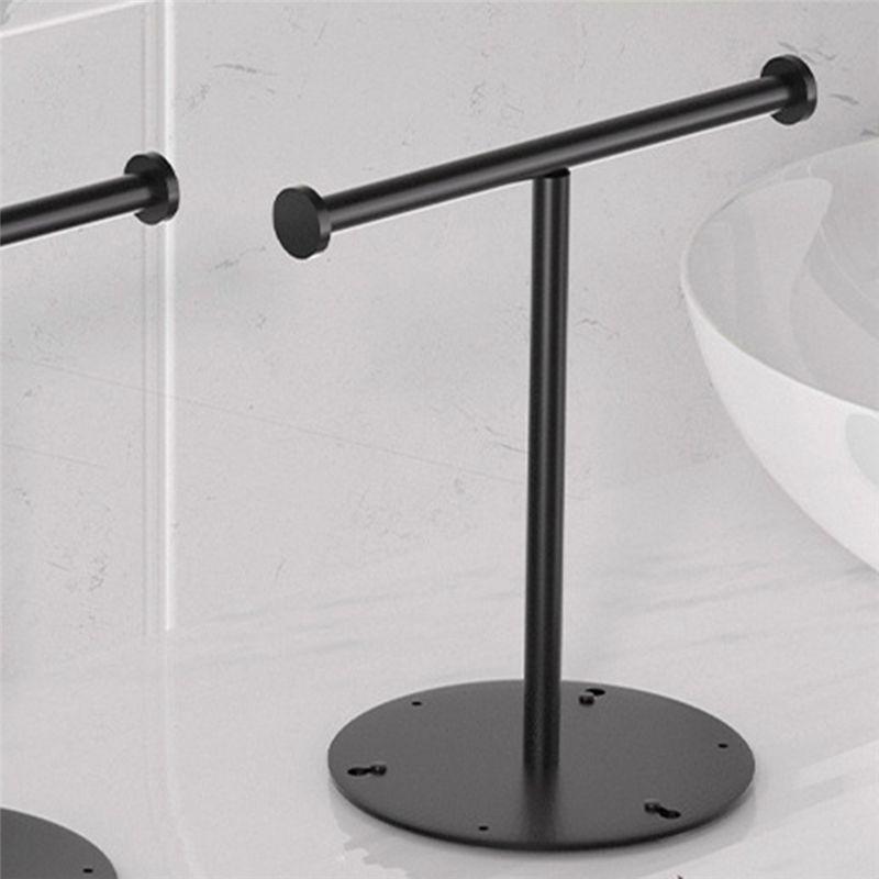A33R-1 PCS Hand Towel Holder Stand, Black Carbon Steel Stable Free-Standing Towel Bar, Small Towel Ring Stand For Bathroom