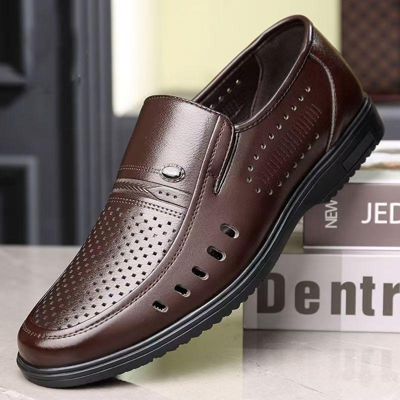 Men's leather shoes autumn new soft-soled soft-faced outdoor comfortable casual shoes medium and old non-slip dad shoes men