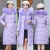 Women Winter Hooded Fur Collar Long Parkas Thick Warm Down Cotton Padded Jacket Women Casual Hoodies Coat Female Outwear