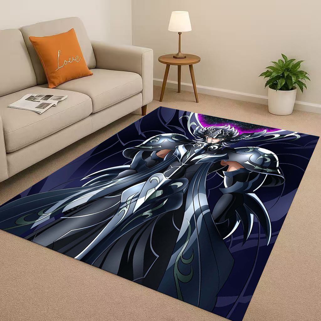 Retro Saint Seiya Shiryu Athena Cartoon Living Room Non Slip Area Rug Carpet for Bedroom Sofa,Easy Clean Home Decor Doormat Kids