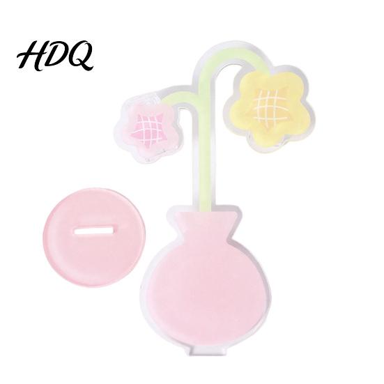 Rounded Edge Memo Clip Acrylic Desk Holder Flower Shaped Photo Display Stand