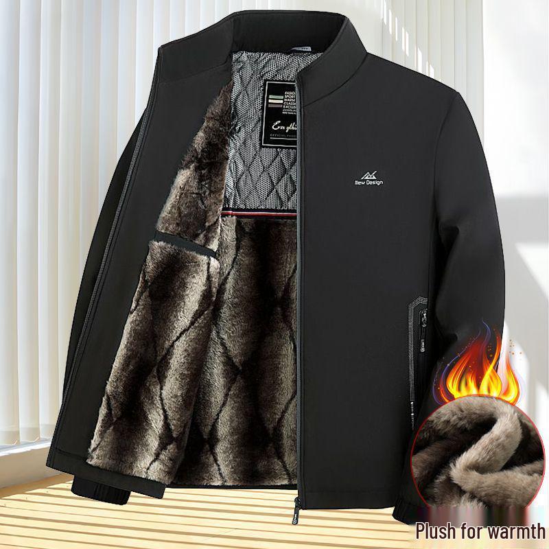 Spring & Autumn Men's Business Casual Stand-Up Collar Jacket - Lightweight, High-End Design for Middle-Aged Elegance