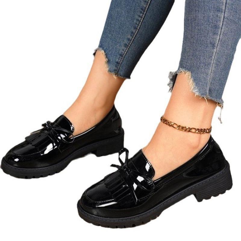 Large Size New Doudou Shoes Single Shoes Women's Tassel One Pedal Large Size Casual Shoes Women