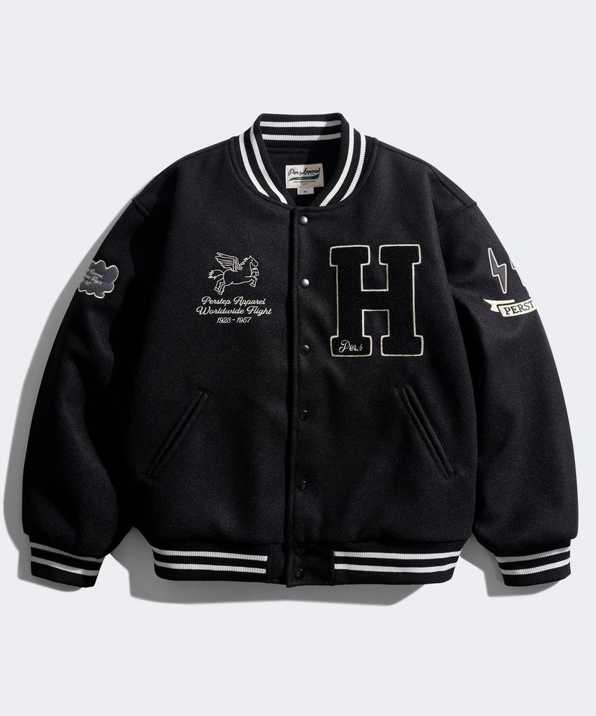 Perstep Flying Horse Varsity Jacket Black Juot4593