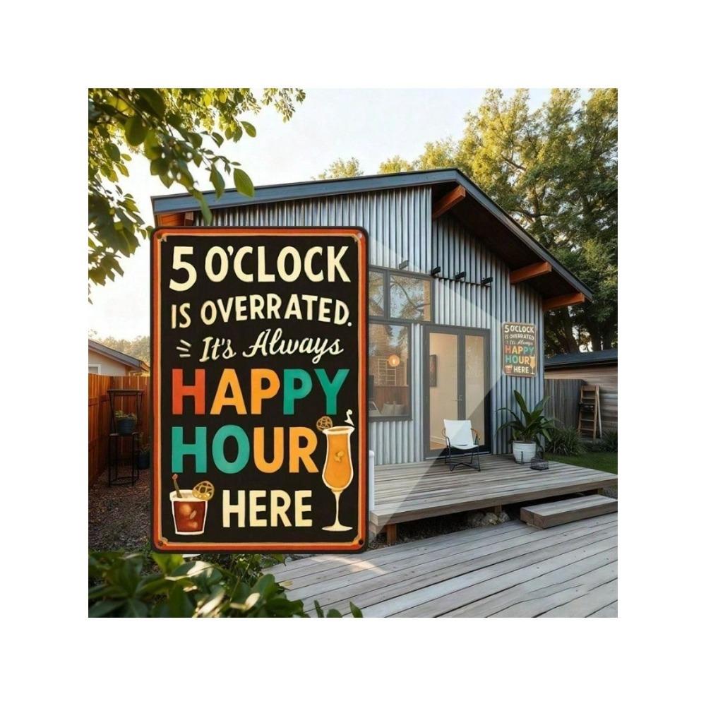 Retro 5 Uhr Metall Wandkunst Vintage Bar Dekor Schild