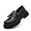 Men's Casual Fashion Low-top Thick-soled Heightening Leather Shoes Contrasting Colors Fringed Large-size Men's Shoes