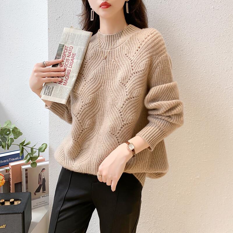 Mokana Women's Semi-High Collar Cashmere Sweater