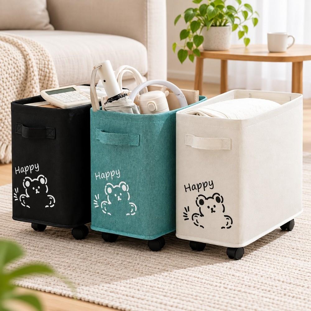 Space Saving Under Desk Storage Box Moisture-proof Rolling Storage Basket Living Room