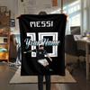 1PC Messi Fan Artwork Custom Name Patterned Flannel Blanket Suitable For All Seasons For Home Decor Warmth And Comfort Gifts Holiday Present