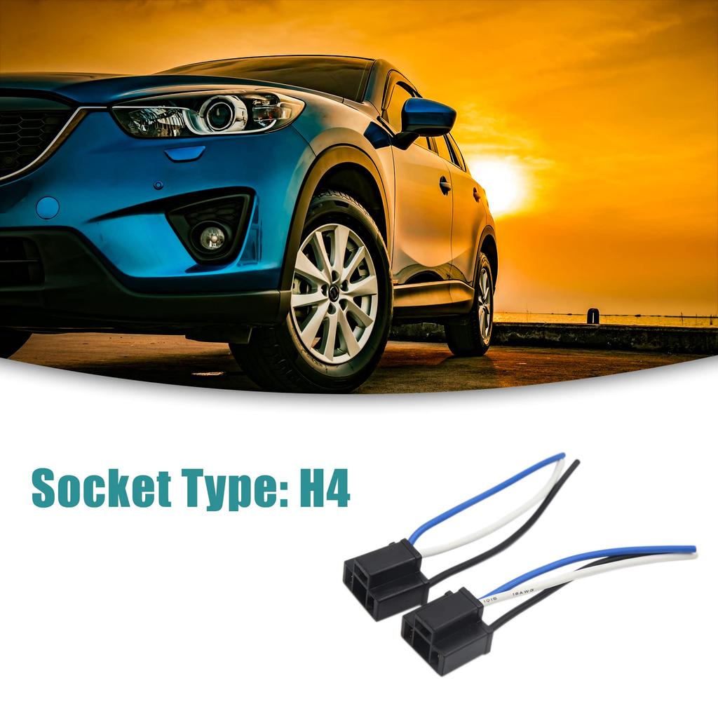 ACROPIX Auto H4 Nebelscheinwerfer Scheinwerfer Verlängerungskabelbaum Sockelstecker 3 Drähte Schwarz 2 Stück