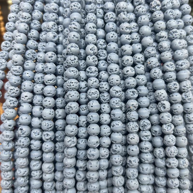 Volcanic Rock Macaron-Colored Round Beads for DIY Necklaces, Phone Chains, and Keychains. 6mm Round Beads (62 pcs)