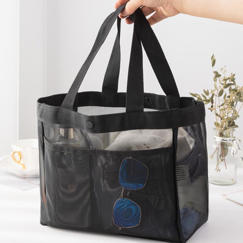 Transparente Netztasche mit großem Fassungsvermögen für den Strand mit Reißverschluss