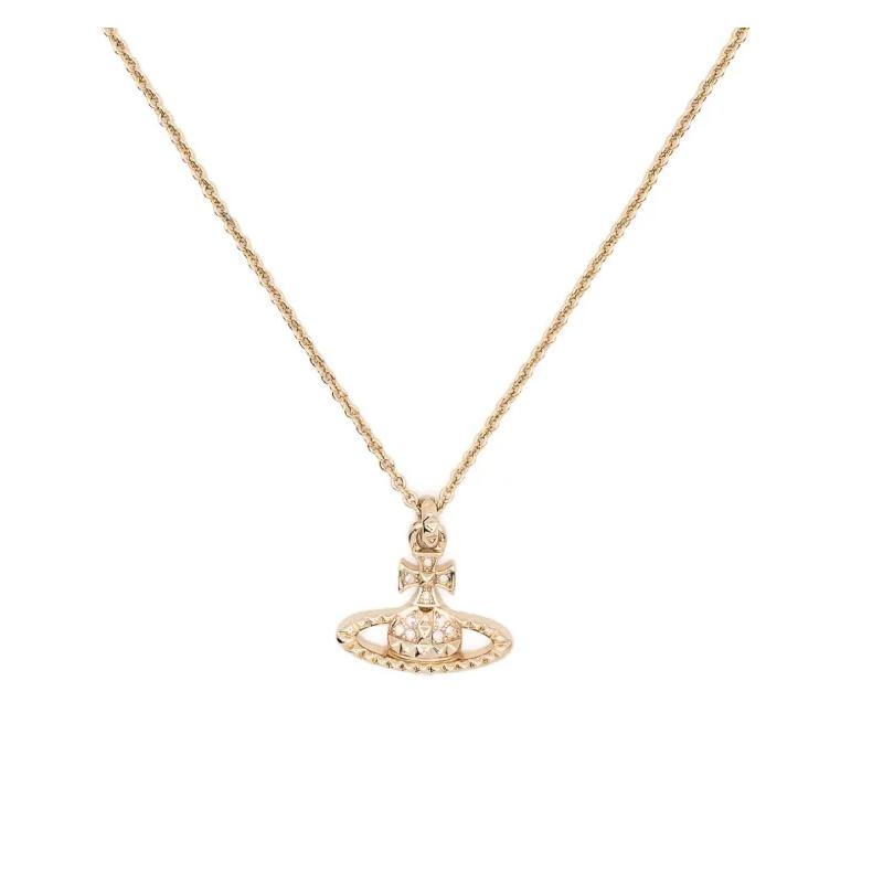 Vivienne Westwood mayfair Saturn rivet design crystal brass necklace women s gold 630203EG02R115R115 золотой