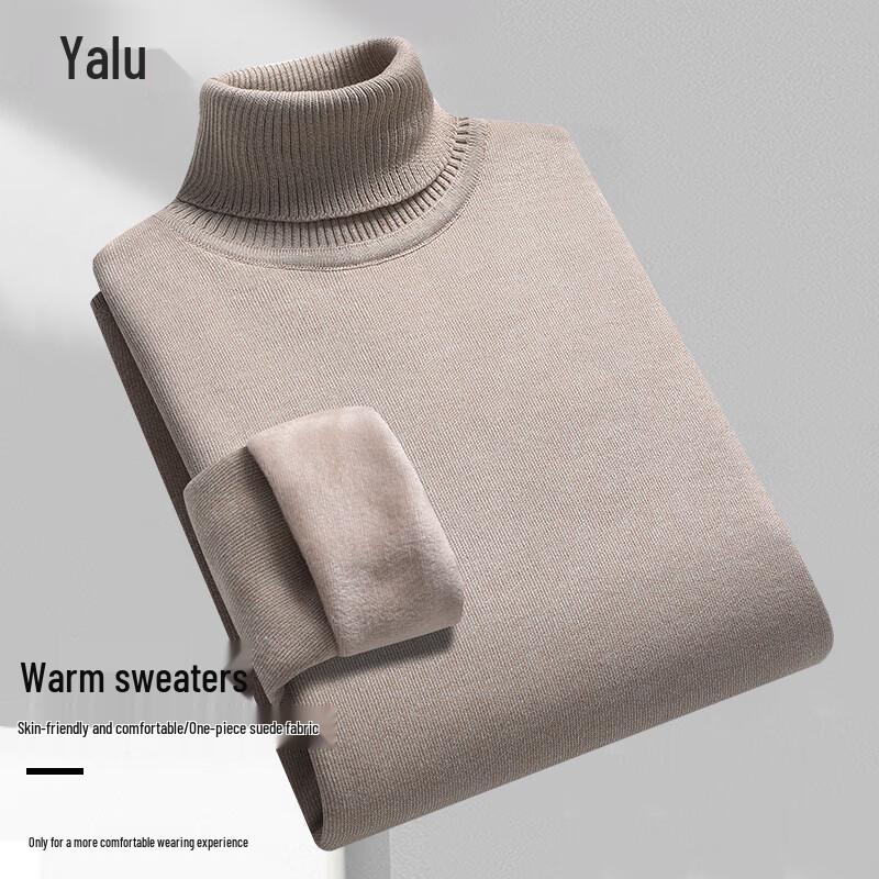 Yalu Men s High-Neck Thick Fleece-Lined Thermal Knit Sweater 4XL