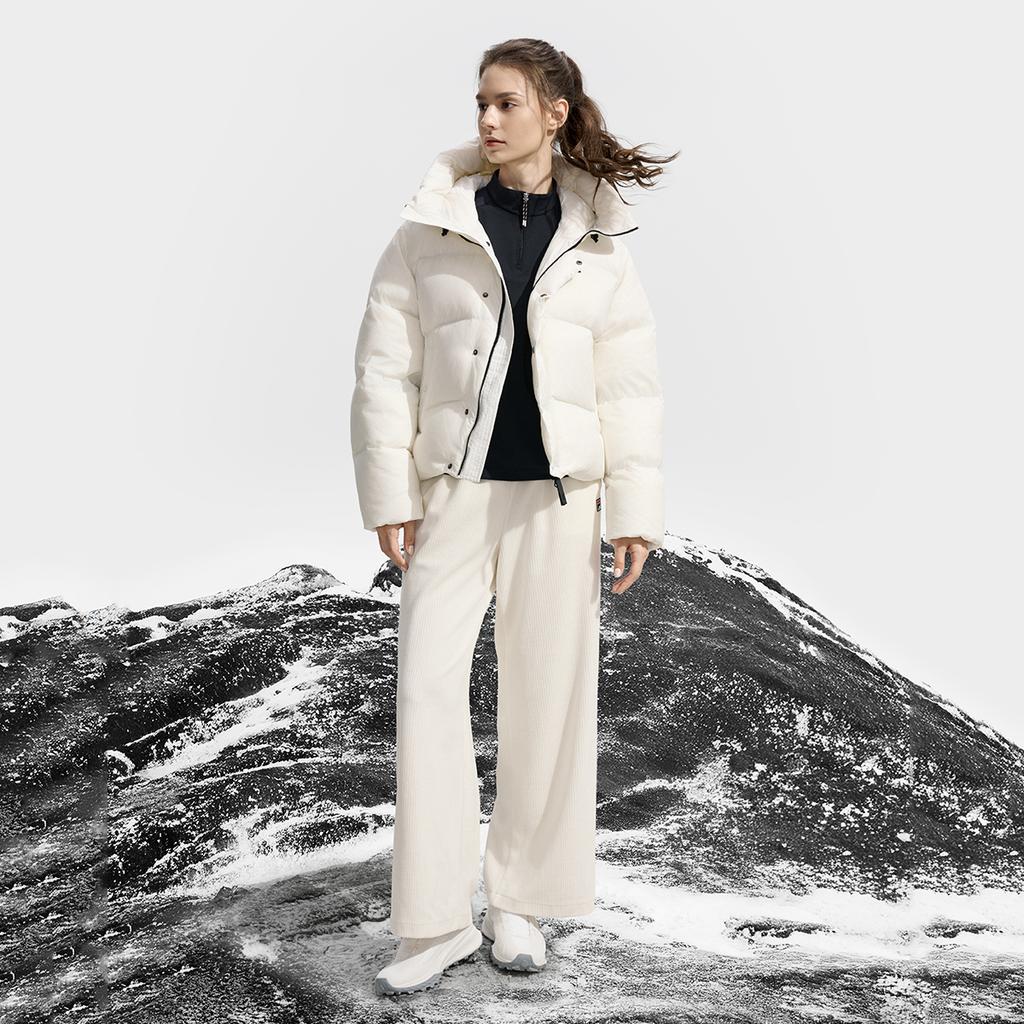 Fila Fitness Simple Solid Color Fashion Retro Classic Versatile Loose Casual Comfortable Warm Hooded Down Jacket Women Outerwear A51W541903FWT