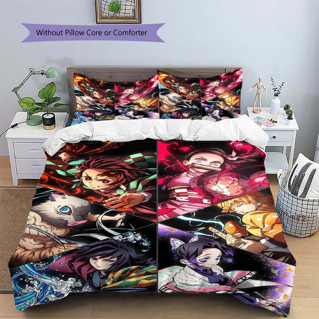 Cartoon Pattern Bedding Quilt Set Quilt Cover Pillowcase Home Decoration Birthday Gift (1 * Duvet Cover + 2 * Pillowcase, Without Core)
