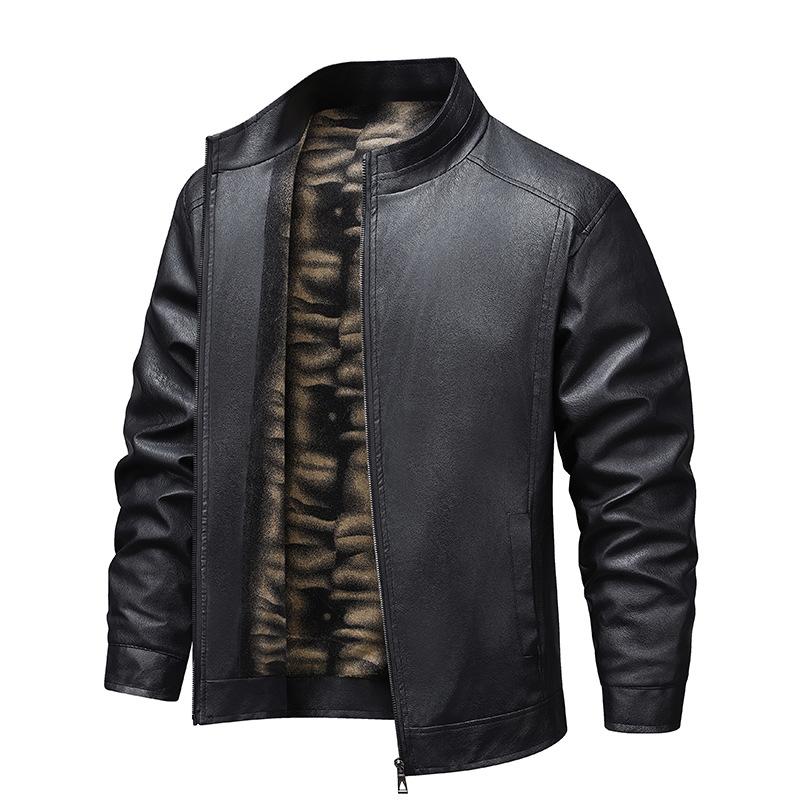 Thin velvet leather jacket men's coat spring new leather jacket windproof