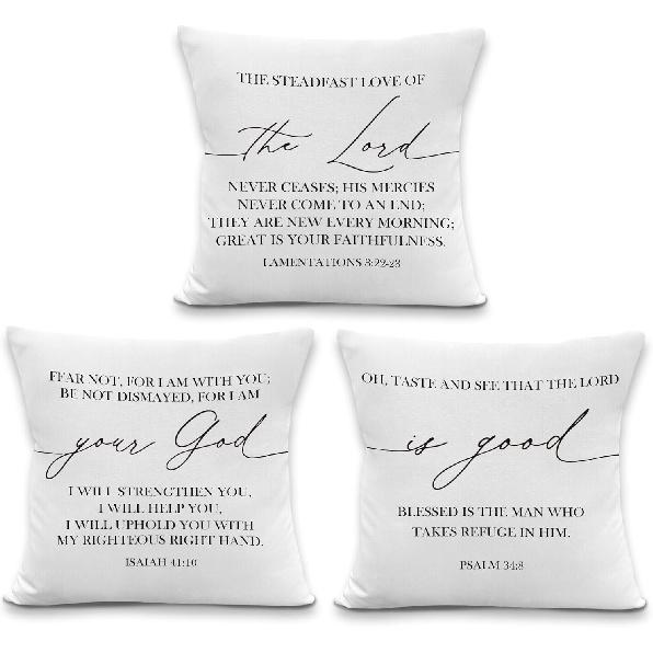 Christian Throw Pillow Covers, Christian Home Decor, Religious Bible Verse Scripture Decorative Pillowcases Cushion Cases for Home Bedroom Living