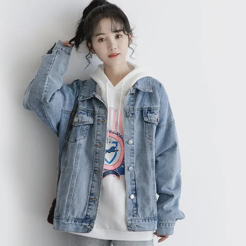 Kurtka damska retro jeansowa: Wszechstronna, codzienna koszula z klapami z długim rękawem