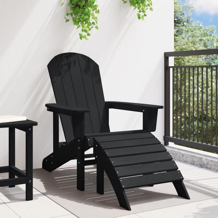 VidaXL Chaise Adirondack avec repose-pieds noire HDPE durable pour une détente extérieure confortable, mobilier de jardin, 42006631