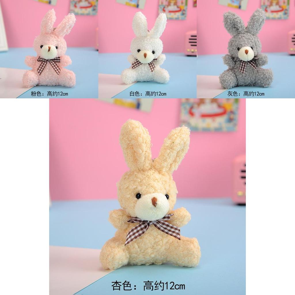 Adorable Plush Bunny Keychain Teddy Bear Style Soft And Fluffy Backpack Accessories