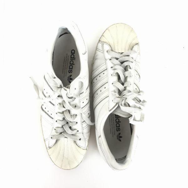 adidas/Superstar/Leather Sneakers/24.5/White/Shell Toe/3 Stripes(USED)