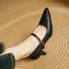 Fashion 2025 NEW Spring Women Pumps Pointed Toe Genuine Leather Shoes for Women Shallow Buckle Strap Mary Janes Modern High Heels Ladies