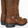Herren-Retro-Cowboystiefel aus Leder im britischen Stil mit Schnalle und mittelhoher Wadenstiefeln, quadratischer Zehenbereich, Ritterstiefel mit mittelhohem Absatz, Stiefeletten, Reitstiefel für den Außenbereich