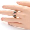 Classic Colorful Synthetic Cubic Zirconia Round Rings For Women Golden Plated Fingers Band Accessories Jewelry Gifts
