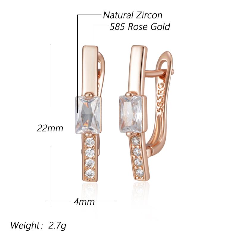 Rose Gold Color Drop Earrings For Women Trendy Square Natural Zircon Bridal Gift High Quality Daily Fine Jewelry