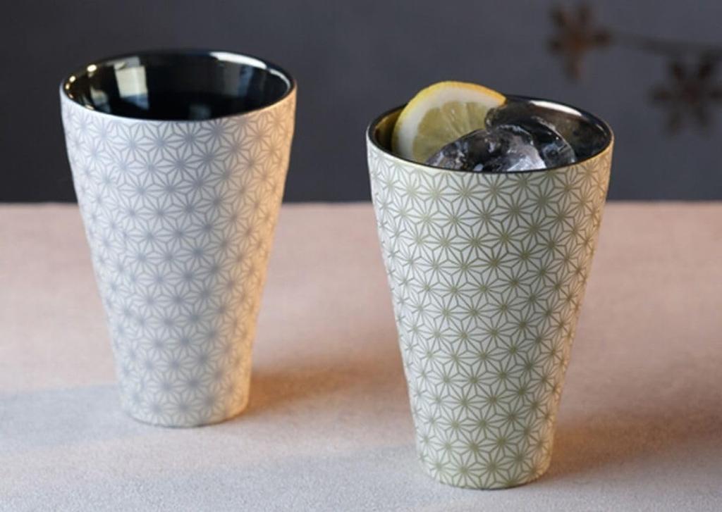 Pair of Tumblers with a Japanese Microwave Made in Japan J-kitchens Design, 350ml, Safe,