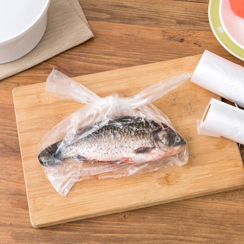 50/100 Pcs Transparent Roll Fresh-Keeping Plastic Bags Of Vacuum Food Saver Bag 3 Sizes Portable Food Storage Bags With Handle