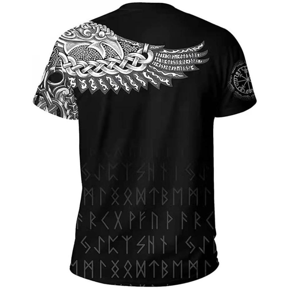 T-shirt z nadrukiem cyfrowym 3D Vintage Wojownik Zabawny wzór Koszulki z krótkim rękawem Męskie