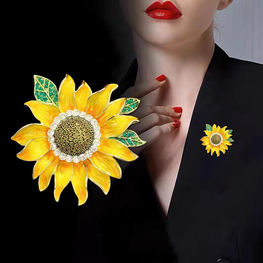 Daybreak Kwai High-end Women's Fashion Oil-drip Sunflower Light Luxury Accessories Brooch