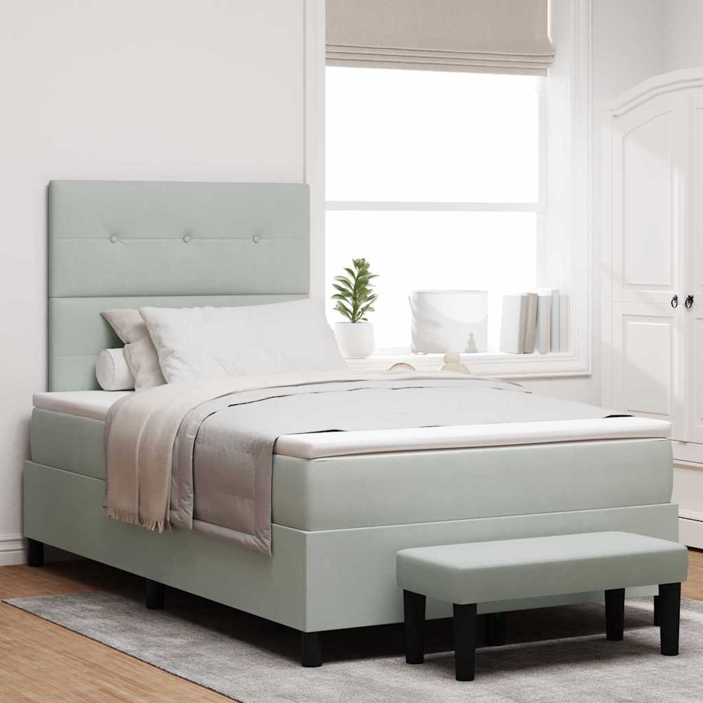 Box Spring Bed with Headboard Light Grey 190 x 120 cm Velvet