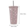 New 500ml Rhinestone Stainless Steel Double Layer Thermos Cups Women Glitter Cup Water Bottle Gift Reusable Straw Cup With Lid