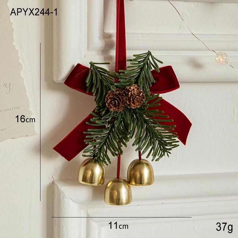 Christmas pendant small bell velvet bow Christmas tree pine cone scene decoration supplies decorative small pendant