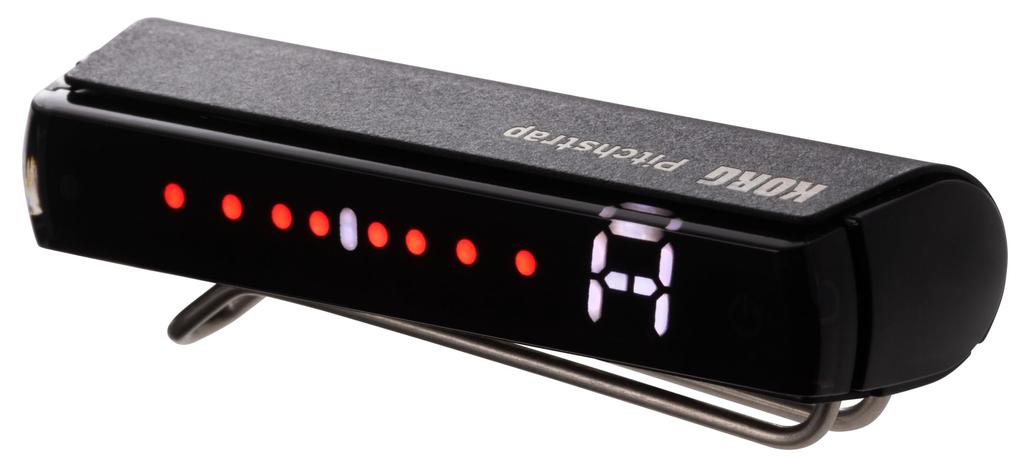KORG Pitchstrap Guitar/Bass Tuner, Strap-Mounted, ±0.1 Cent High Accuracy, USB Charging, Made In Japan, Black, PST-1 BK