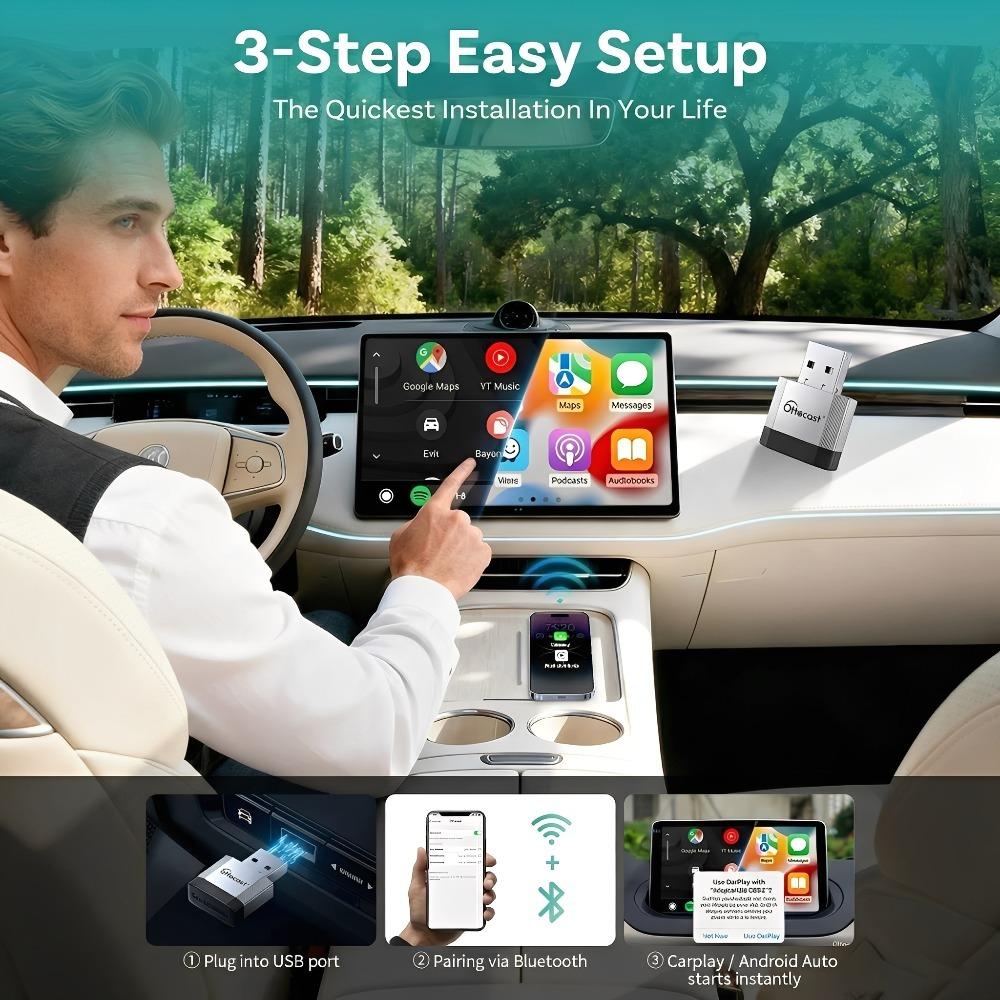 2026 NEW OTTOCAST 2 in 1 MINI NOVA Wired To Wireless CarPlay Android Auto Adapter Plug and Play