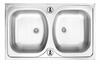Stainless Steel 2-Bowl Overmount Sink 80x50, Satin with Siphon Apollo
