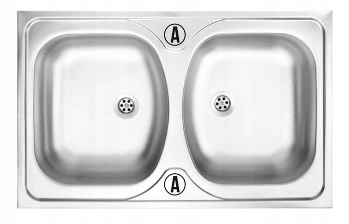 Stainless Steel 2-Bowl Overmount Sink 80x50, Satin with Siphon Apollo