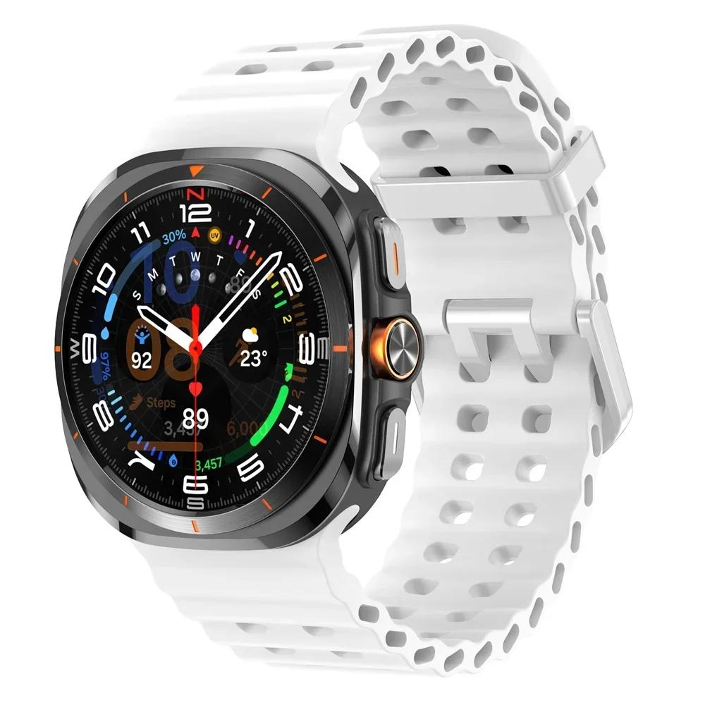 Galaxy Watch Ultra Marine Band Accessories Silicone Sport Bracelet Correa For Samsung Galaxy Watch 7 Ultra 47mm Original Strap