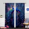 Set Of 2 Plane Printing Curtains Roller Blinds Enchanted Peacocks Versatile Durable Polyester Without Rod Decorations Inside Curtain